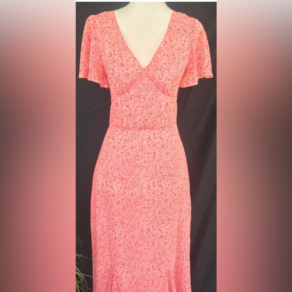 David Warren Silk Floral Midi Dress 🌹🌷🌸